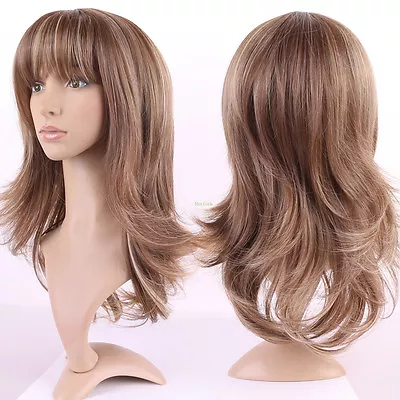 Fashion Full Wigs Long Hair Black Brown Blonde Wig Curly Straight For Women • £20.33