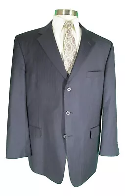 Jos A Bank Signature Gold Mens Navy Stripe 3 Btn Wool Suit 46R • $96.35