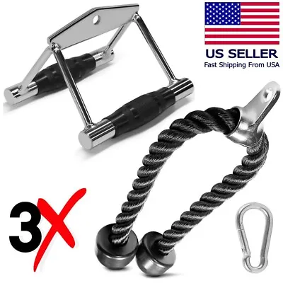 Double D Row Handle Cable Attachment Weight Workout Machine Gym LAT Pull Down V • $28.99