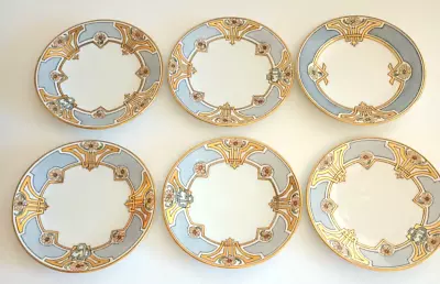 6 Art Nouveau 6  Plates 5 UNO 1915 Favorite 1 T&V Limoges  Hochalaga Gold • $75
