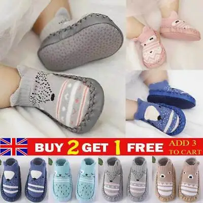 Kids Baby Boys Toddler Anti-slip Floor Slippers Socks Girls Cotton Boot Shoes • £4.30