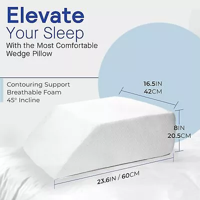 Restorology Leg Elevation Pillow For Sleeping Supportive Bed Wedge Pillow White • $24.76