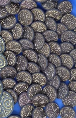 Vintage Ornate Shank Buttons Spiral Swirl Gold Black 15mm Lot Of 8 B8-1 • $3.99