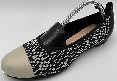 Munro Womens Ballet Flats Sz 12 Henlee Black & White Pearl Leather/Fabric • $35.99