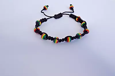 Rasta /jamaican Adjustable Braided Beaded Unisex Surf/reggae Beach Wear Bracelet • $5.05