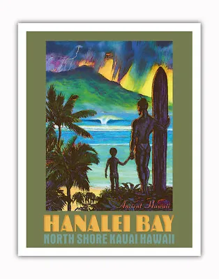 Hanalei Bay - North Shore Kauai Hawaii - Vintage Travel Poster By Rick Sharp • $12.98