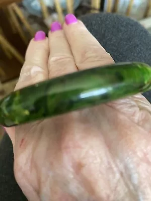 Vintage Olive/Pea Green Bakelite Marble Bangle Bracelet  1940s Teen  Or Child • $36