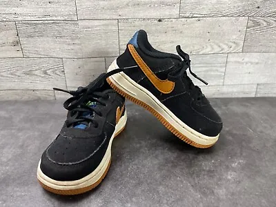 Nike Air Force 1 One Child Infant Shoes Black Brown 6C Suede 596730-053 Sneakers • $20.86