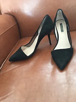 Zara Black Suede Pointed Pumps Court Shoes Size UK 4 • £20