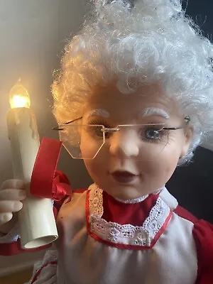 Santas Best 24  Vintage Mrs Claus W Candle Light Christmas Doll Figure • $22.89