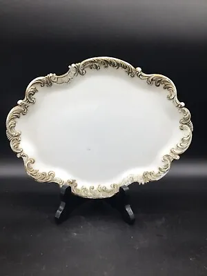 Antique Victorian Hand Painted Oaque White Milk Glass Vanity Tray 11.5  • $21