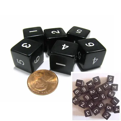 10 Pcs D6 Dice Six Sided Die Black With White Numbers For RPG Games 16mm • $10.39