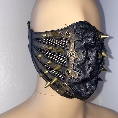 Devil Fashion Mens Dieselpunk Goth Mouthguard Face Mask Brown Black Mesh Studded • $29.99