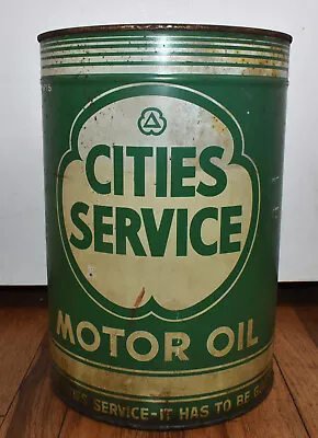 Vintage Cities Service Motor Oil 5 Quart Advertising Can • $174.95