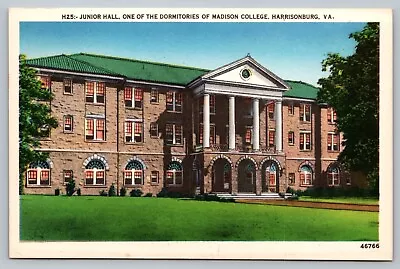 Postcard Junior Hall Dormitories Of Madison College Harrisonburg Virginia VA  • $2.78