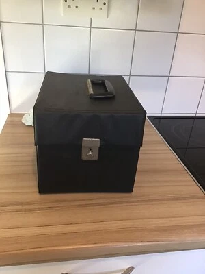 Vintage 7   Vinyl Record Storage Box Carry Case Black  10” Depth • £8