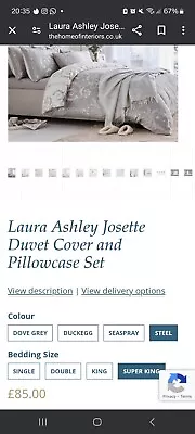 Laura Ashley Josette Steel Superking Bed Set • £35