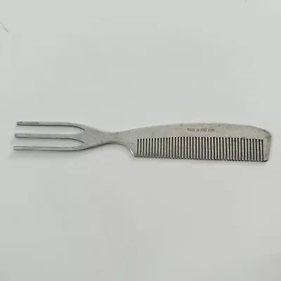 Vintage Made In HONG KONG 7.5” Silver Tone METAL COMB Pick BARBER Used • $18