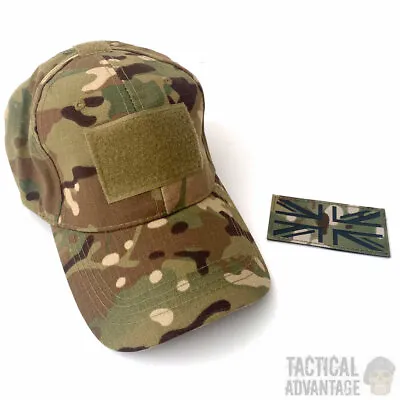 Multicam Baseball Cap W Union Jack Patch Operators Hat Airsoft Camouflage CP UK • £9.95