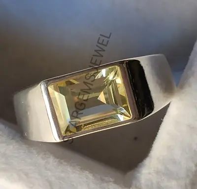 925 Sterling Silver Men's Ring Natural Yellow Topaz Statement Ring Gift Him. • $57.59