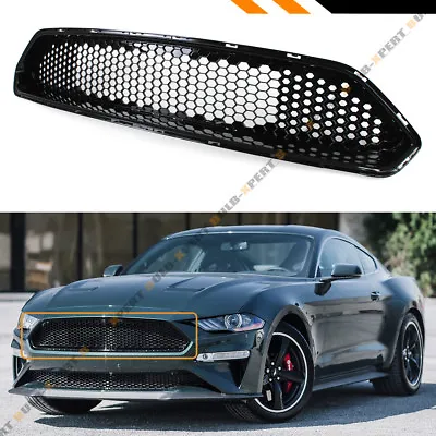 For 18-2023 Ford Mustang Bullitt Style Glossy Black Honeycomb Front Upper Grille • $102.99