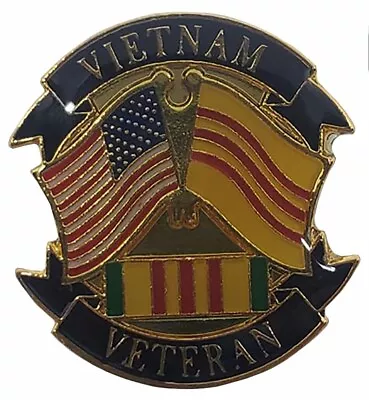 Pack Of 3 USA & Vietnam Flag Vietnam Veteran Ribbon Motorcycle Hat Cap Lapel Pin • $12.88