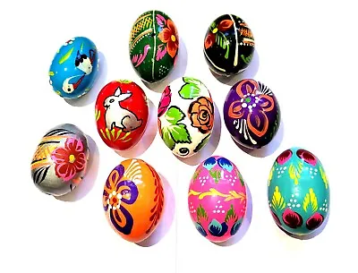 10 Wooden Easter Eggs - HAND PAINTED - Decorations Egg - PISANKI  • £13.99
