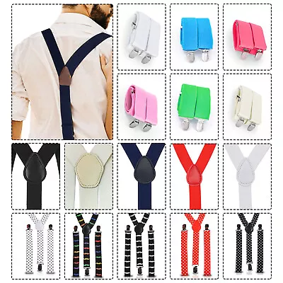 Adjustable Braces Mens Womens Unisex Trouser Elastic Y-Back Suspenders Clipon • $4.80