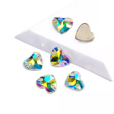 AB Heart DIY Crafts Flatback Strass Glass Rhinestones Sew On Stones And Crystals • $5.26