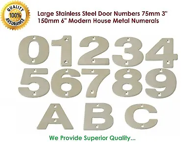 Large Stainless Steel Door Numbers 75mm 3  150mm 6  Modern House Metal Numerals • £8.90