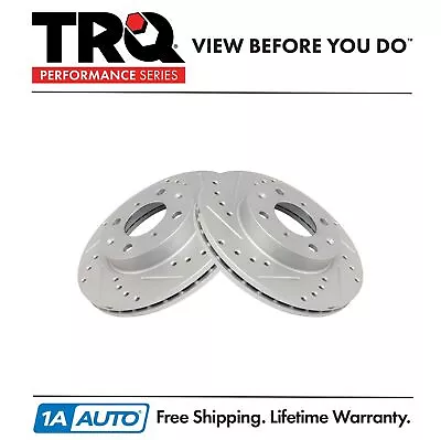 TRQ Performance Disc Brake Rotor Drilled & Slotted Front G-Coated Pair • $69.95