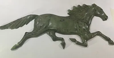 Vintage Horse Figurine Plaque Statue Heavy Galloping Prancing Running Patina. • $24.95