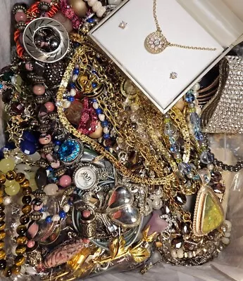 GREAT LOT Vtg TO NOW WEARABLE COSTUME JEWELRY 10 LBS SOME SIGNED ITEMS. #27 • $85