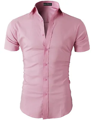 Mens Short Sleeve Shirts Casual Formal Slim Fit Shirt Top S M L XL  PS05 • £12.99