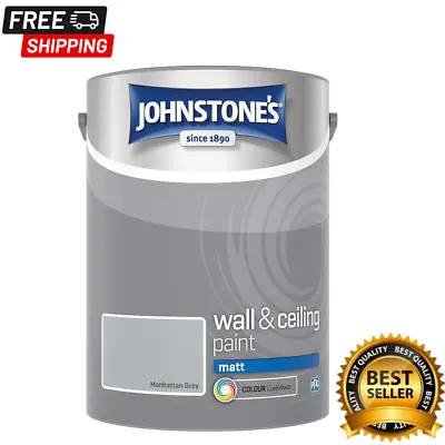 Johnstone'S Wall Ceiling Paint Manhattan Grey Matt Emulsion 12M2 Per Litre - 5L • £21.25