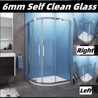 Offset WalkIn Quadrant Shower Enclosure Corner Cubicle Glass Door&Tray&Riser Kit • £131