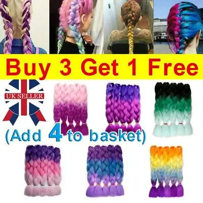 24  Braiding Ombre Rainbow Jumbo Braids Hair Extensions Synthetic Any Color L • £4.88