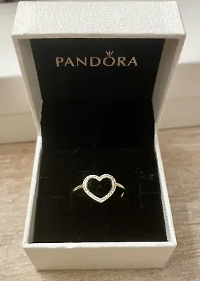 $169 • Buy Pandora 14k Gold Captured Hearts Ring - Size 56