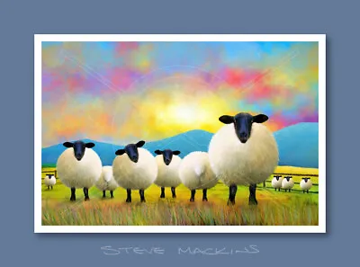 £17.99 • Buy Suffolk Sheep ~ Pastel Sky A3 Artwork Print ~ Suffolk Sheep Artwork