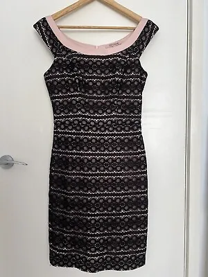 $20 • Buy REVIEW Size 6 Black Lace On Pink Lining Evening Dress Barbie