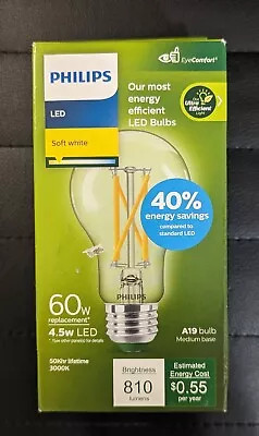 PHILIPS ULTRA EFFICIENT - LED A19 Light Bulb - Soft White - 60 Watt Replacement • $13.99