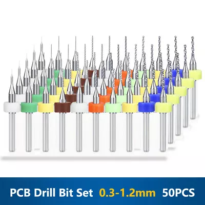 0.3-1.2mm PCB Micro Gun Drill Bit Set 50pcs For Circuit Board 1/8'' Shank • $15.08