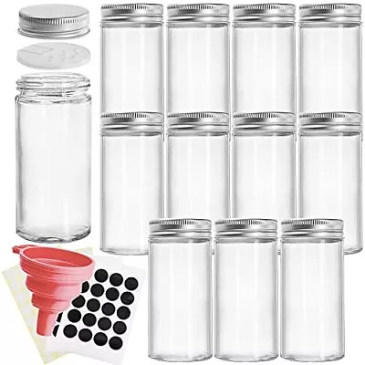 12 Pack Round Spice Bottles 3oz Glass Spice Jars With Silver Metal Lids Shak... • $28.27