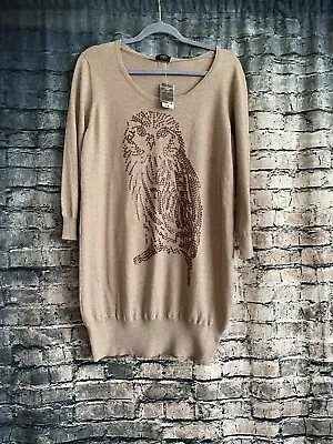 £12 • Buy Size 20 Gold Sequined Owl Super Soft King  Jumper BNWT