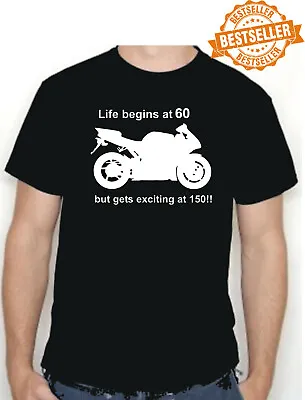 60th BIRTHDAY T-Shirt / LIFE BEGINS AT 60 / YAMAHA / HONDA / KAWASAKI / All Size • £11.99