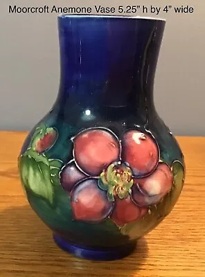 Moorcroft 5.25” Cobalt Anemone Vase • $164.30