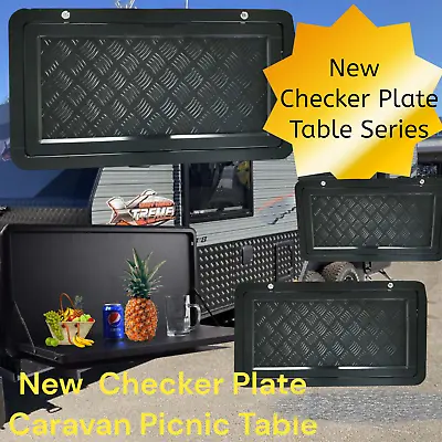 Caravan Motorhome Camper  Drop Down Fold Out Table Picnic Table Black Checker • $165
