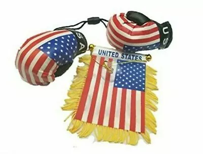 USA Mini Flag And One Pair Mini Boxing Glove COMBO Car Rear View Mirror &Office  • $11.40