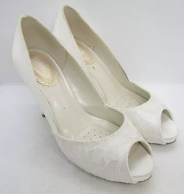 Pink Paradox London Bridal Wedding Stiletto Shoes Ivory Lace Open-Toe Size UK5 • £11.99