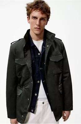 $149.99 • Buy New Zara Waxed Jacket W Pockets Military Field Safari S 8288/804 Khaki Coat Jean